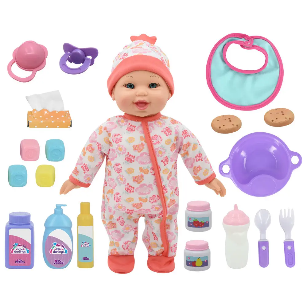 Little Darlings 12-Inch Interactive Bouncing Baby Doll Playset - Pink & White 1