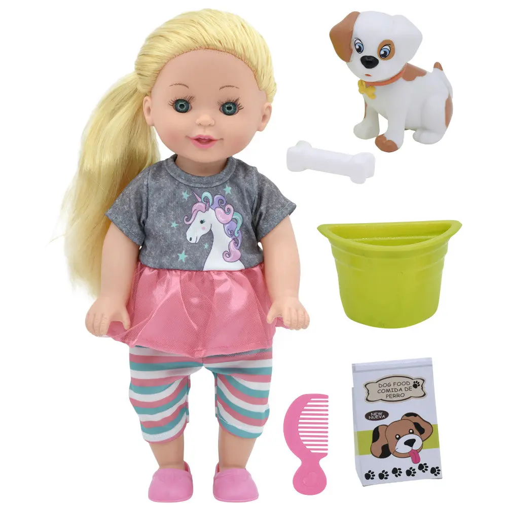 Lil Tots 14" Unicorn-Themed Talking Pet Grooming Playset With Doll - Pink/Grey/Green 1