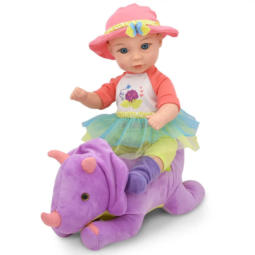 Little Darlings: Hop On Baby & Plush Dino - 15" Baby Doll With Dinosaur Friend 1