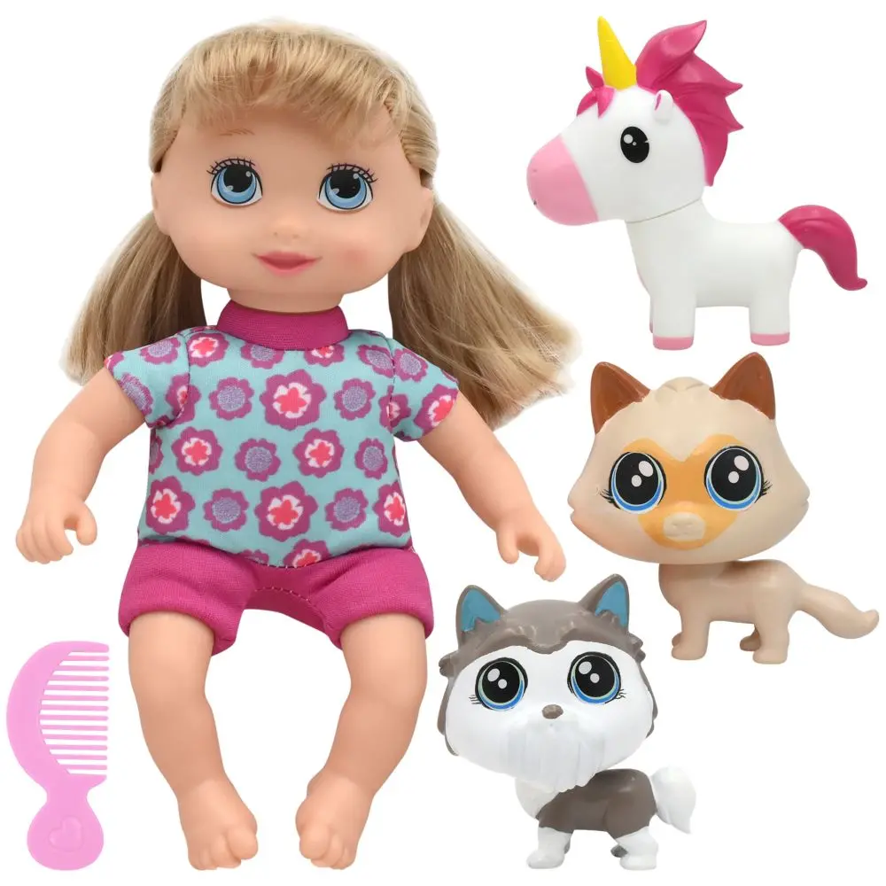 Little Sweeties 10-Inch Pet Parade Doll With Unicorn, Puppy, And Kitty 1