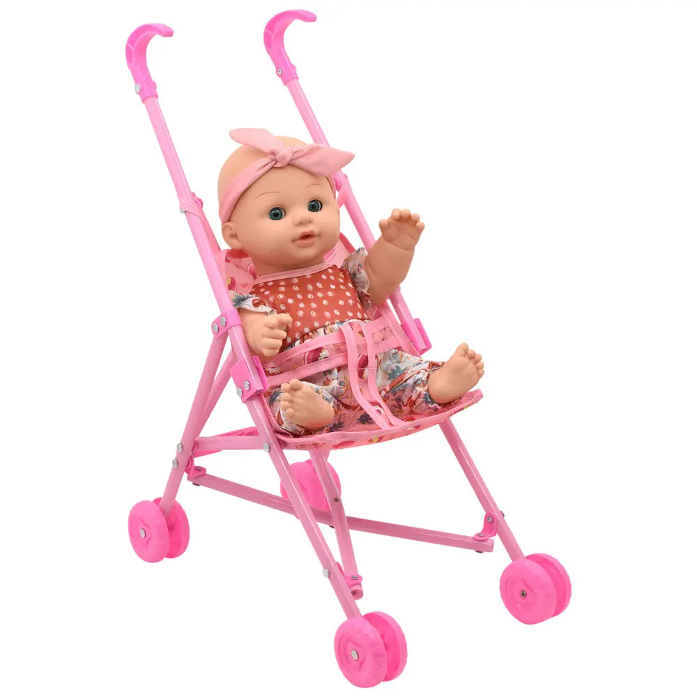 Little Darlings Flamingo Jumper & Pink Stroller Playset 1