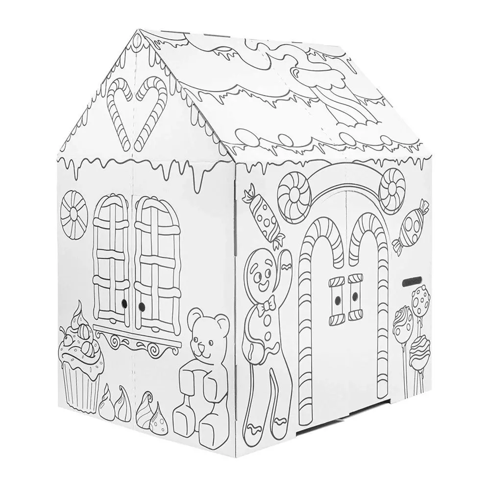 Easy Playhouse Gingerbread House - Enchanting Cardboard Play Fort 1