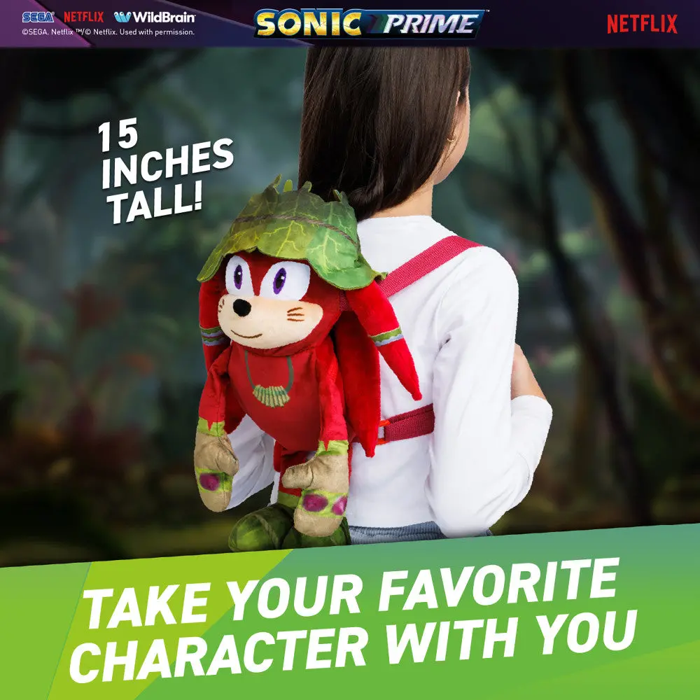 Sonic Prime Gnarly Knuckles 15" Plush Backpack For Kids 1