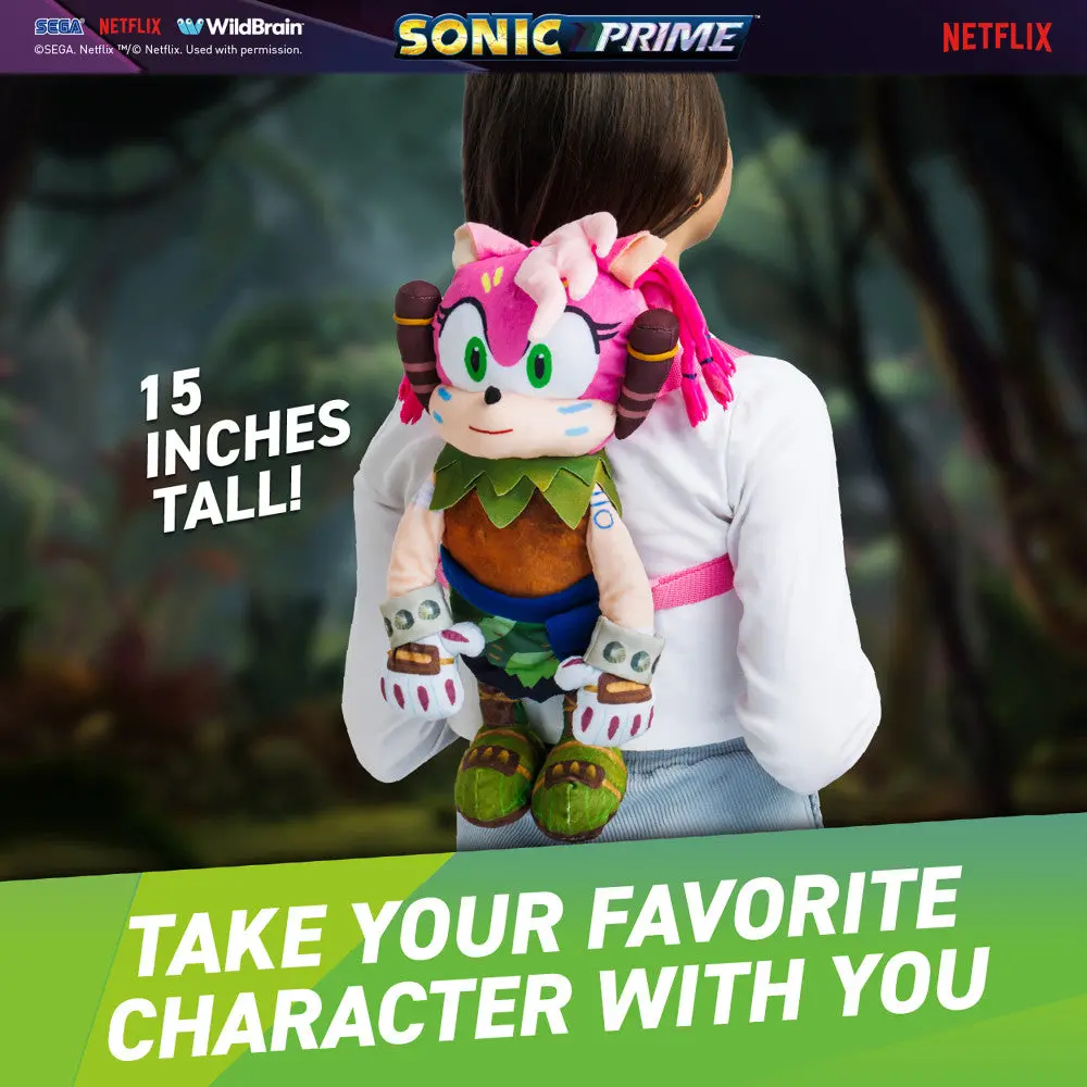Sonic Prime Thorn Rose 15" Plush Backpack - Vibrant School Gear For Kids 3+ 1