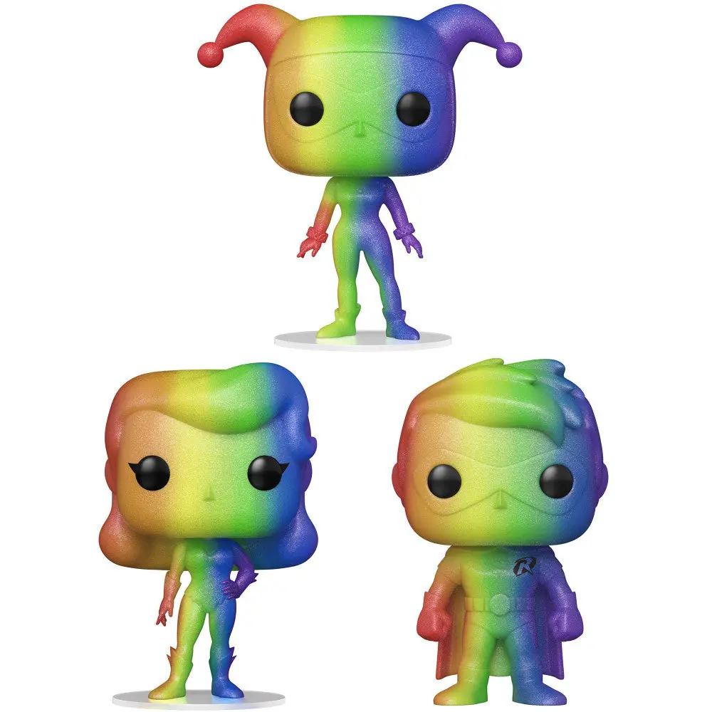 Funko Pop! Dc Pride Rainbow Glitter 3.75" Collectors Set - Harley Quinn, Poison Ivy, Robin 1