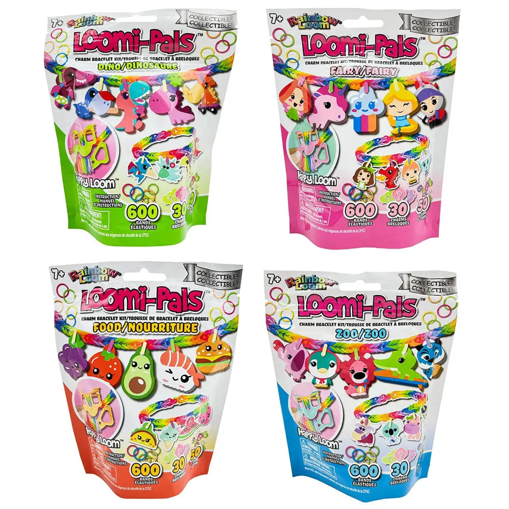 Rainbow Loom Loomi-Pals Collectible Charms 4-Pack Bundle - Zoo, Dino, Fairy, Food Themes 1