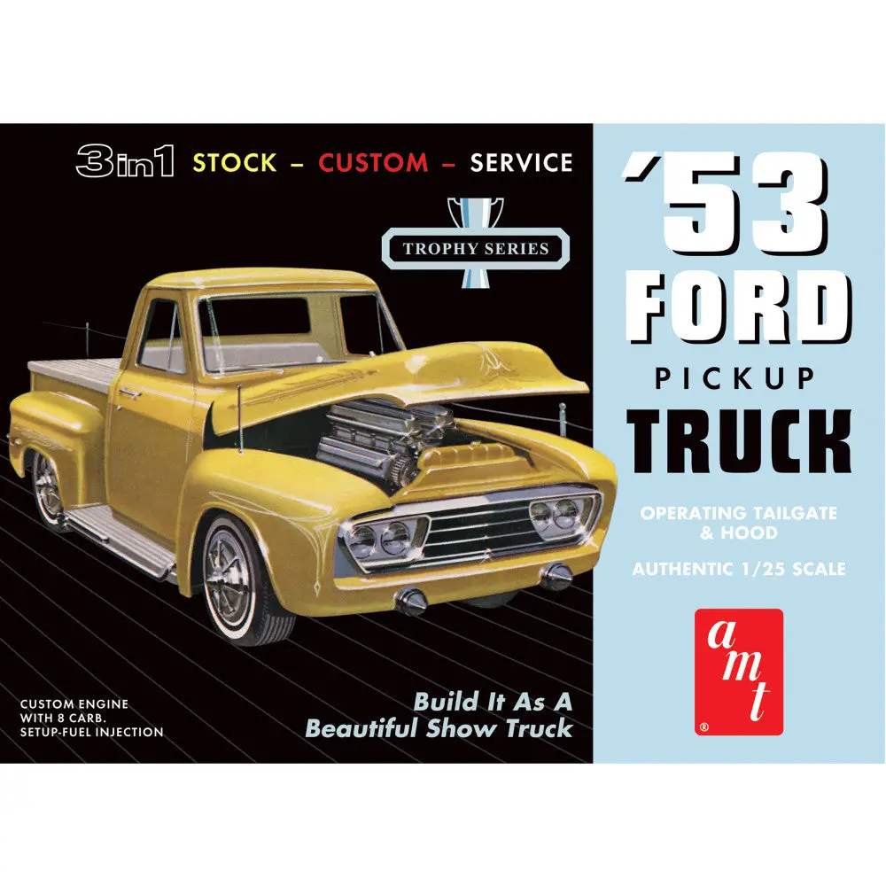 Amt 1953 Ford Pickup 1:25 Scale Model Kit - Trophy Series 3-In-1 1