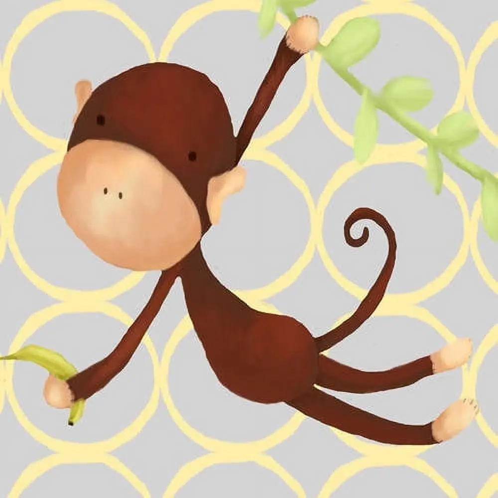 Oopsy Daisy 10 Inch Hanging Monkey Canvas Wall Art - Blue & White 1