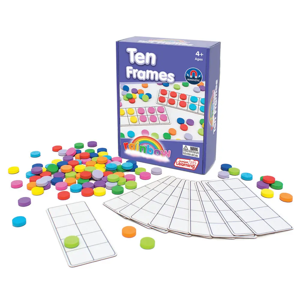 Junior Learning Rainbow Ten Frames Learning Set - Color-Coded Math Practice 1