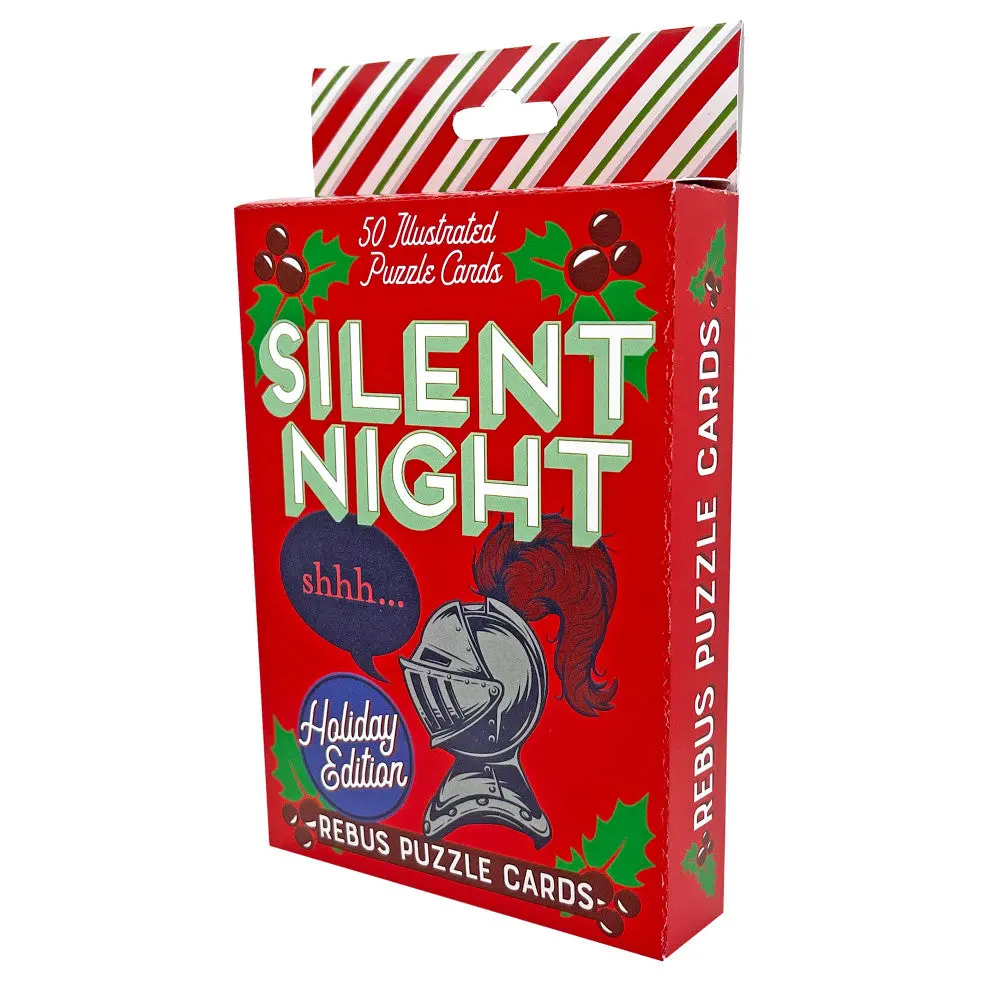Holly Jolly Silent Night Rebus Puzzle Cards - Holiday Carol Guessing Game 1