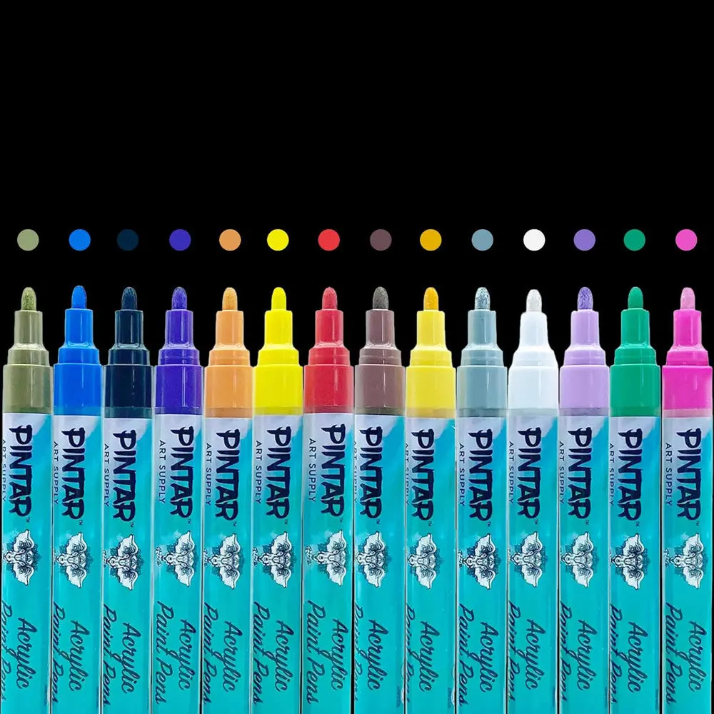 Pintar Craft Series Acrylic Paint Markers - Medium 5Mm Tip, 14 Pack Vibrant Colors 1