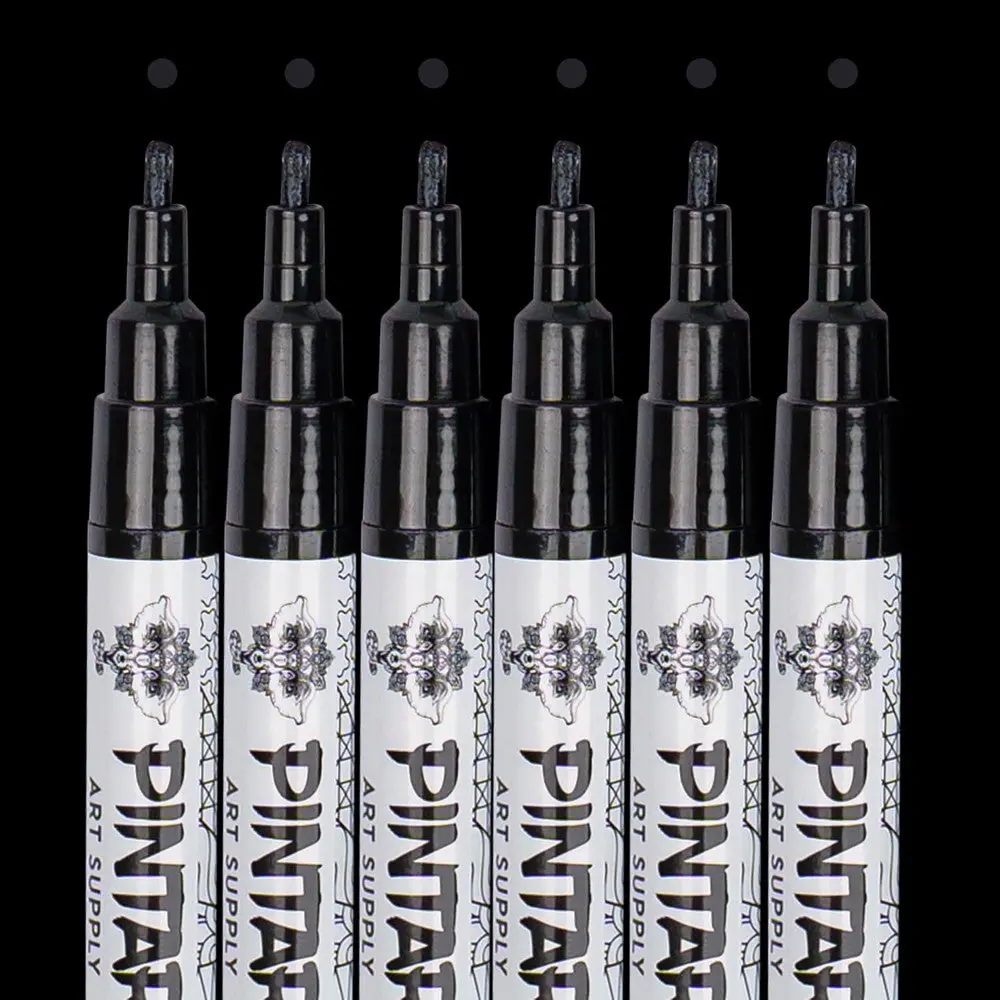Pintar Acrylic Paint Markers Set - Fine Tip 1Mm, Black, 6 Pack 1