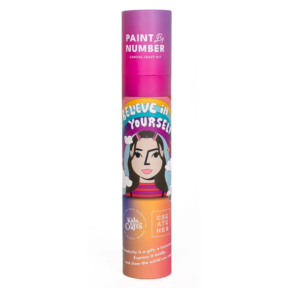 Kids Crafts Believe In Yourself Paint By Number Canvas Art Kit For Girls 1