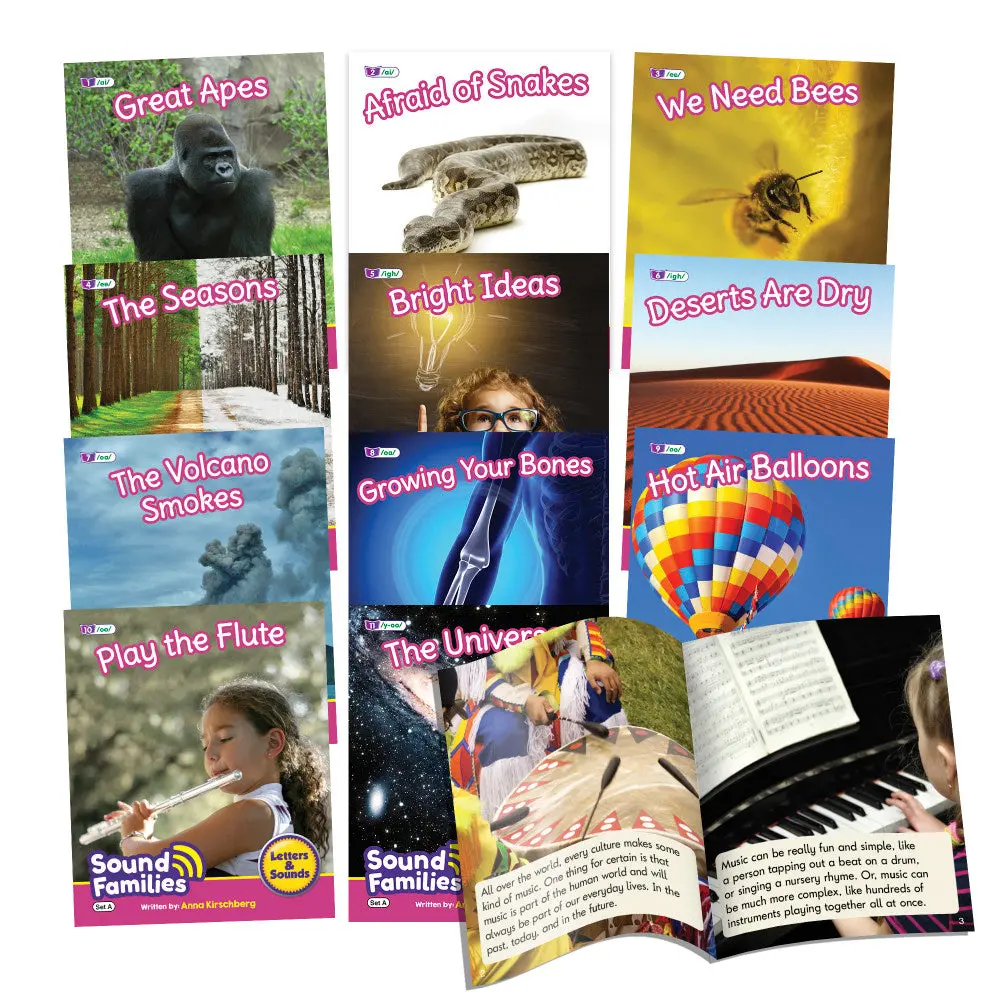 Junior Learning 12-Piece Decodable Readers Set - Long Vowels Non-Fiction 1