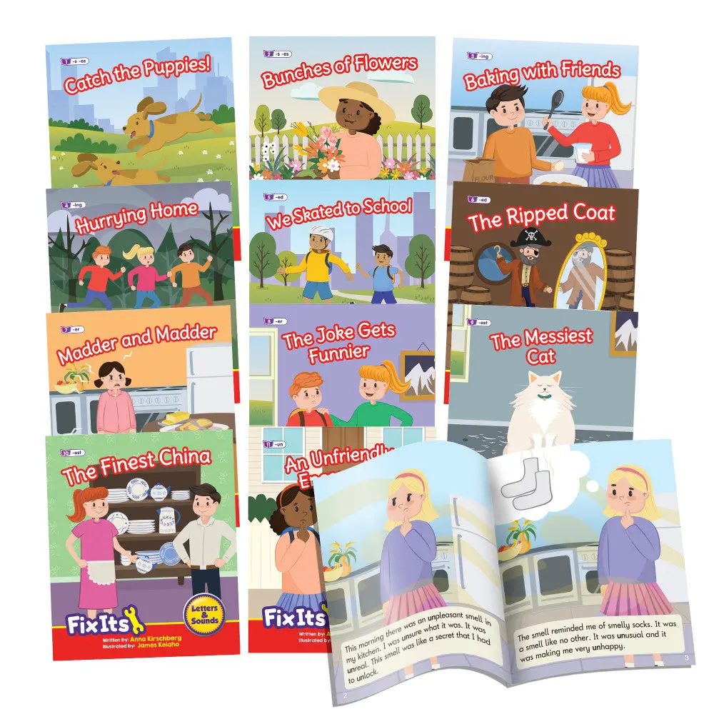 Junior Learning 12-Piece Decodable Readers Set - Suffixes & Prefixes 1