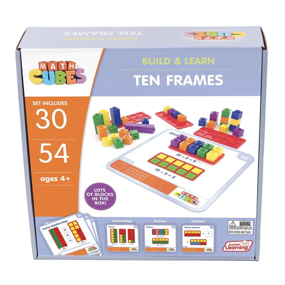 Junior Learning Mathcubes Ten Frames Set - Interactive Math Learning Toy 1