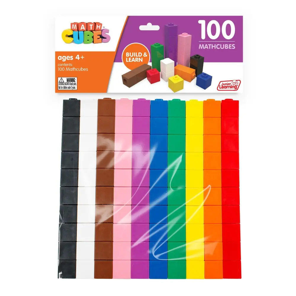 Junior Learning Mathcubes Set - 100 Count Multi-Colored Learning Cubes 1