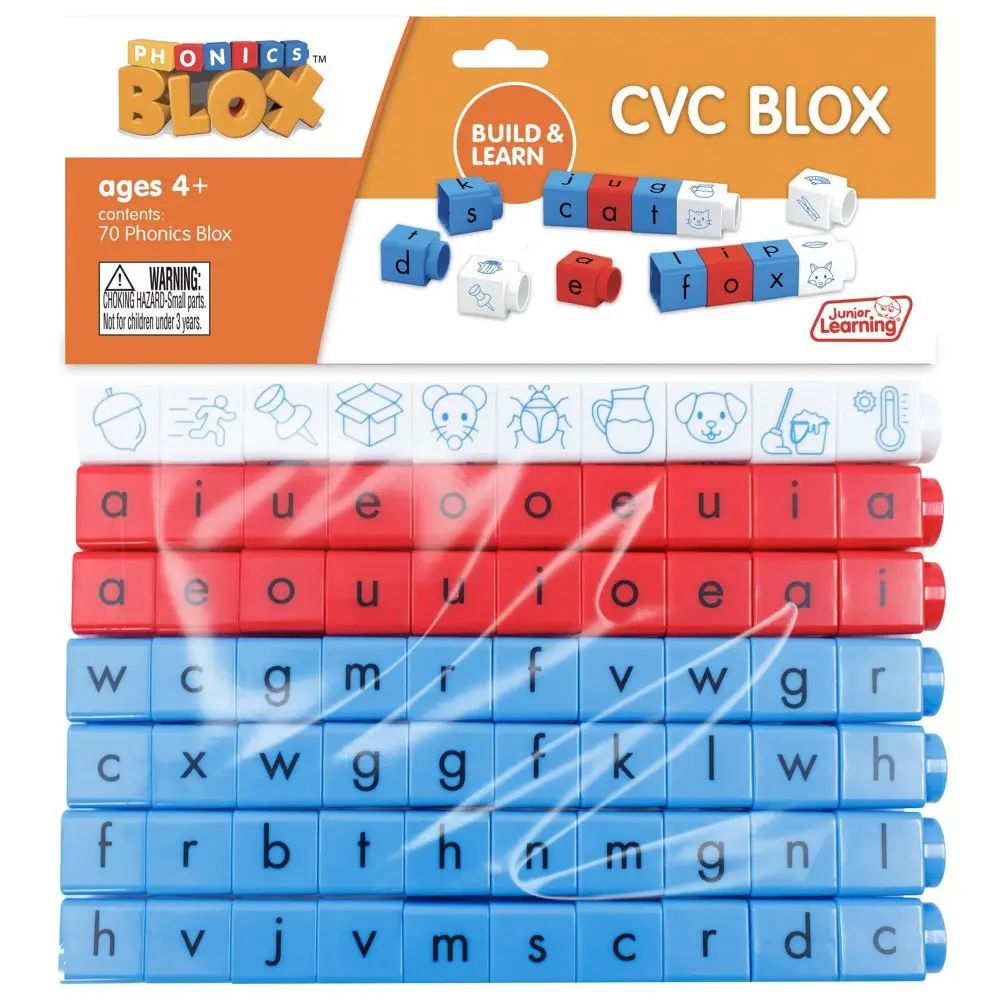 Junior Learning Rainbow Phonics Cvc Blox Set - 70 Color-Coded Blocks 1