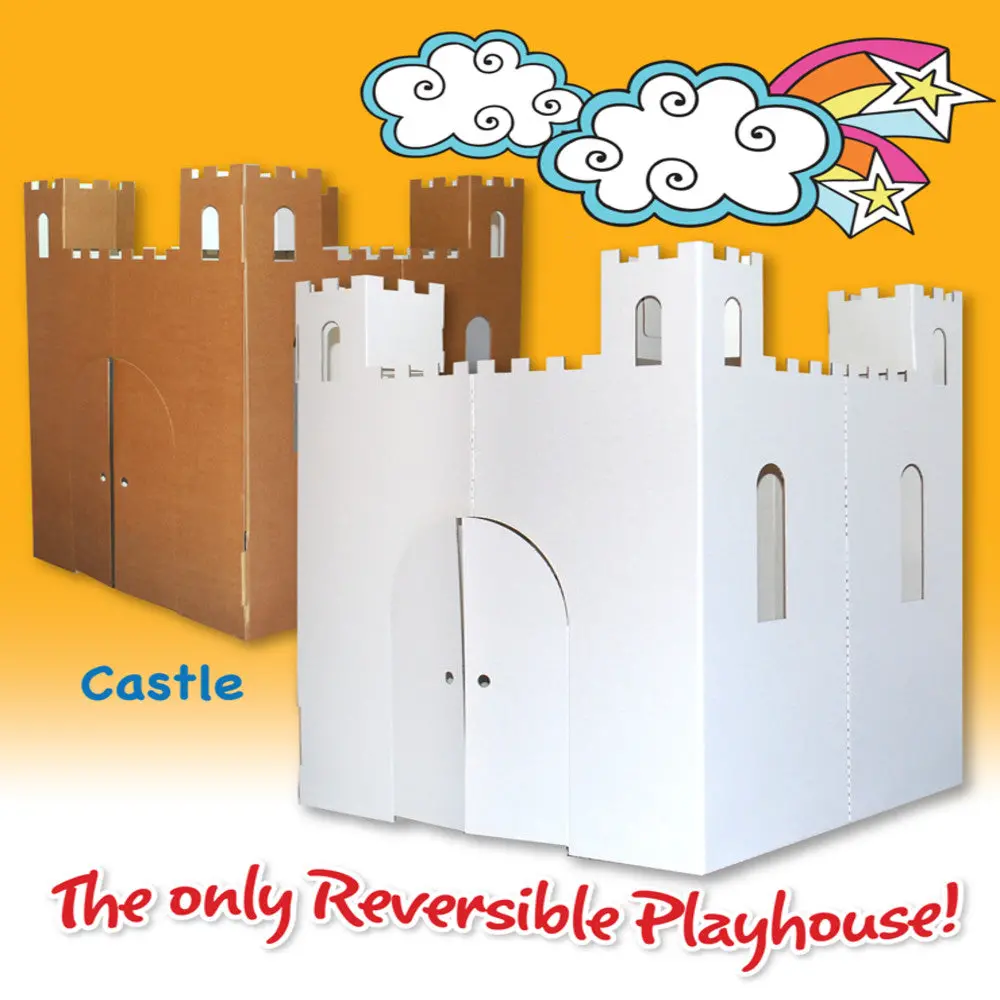Easy Playhouse Blank Castle - Creative Cardboard Fort For Coloring And Personalization, Indoor & Outdoor Play, Made In Usa, Ages 3+ 1