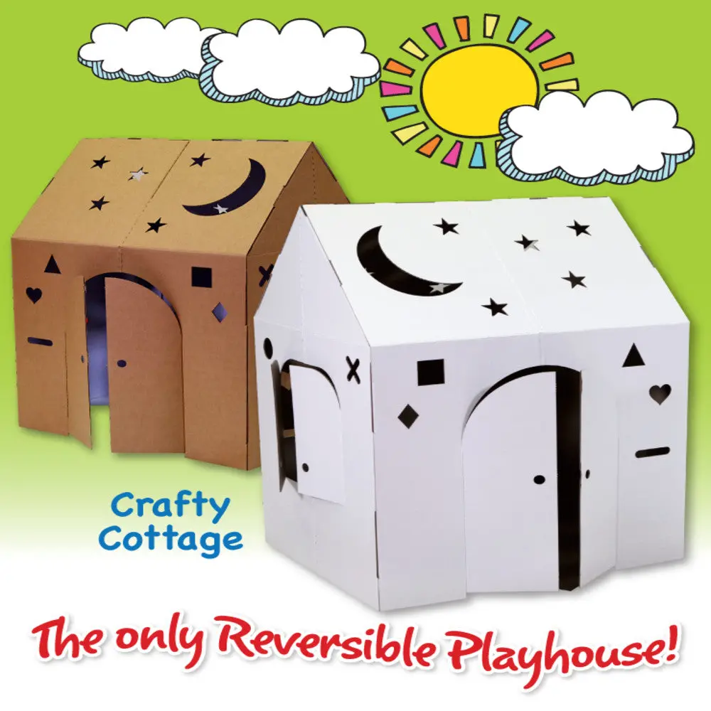 Easy Playhouse Blank Crafty Cottage - Creative Cardboard Playhouse 1