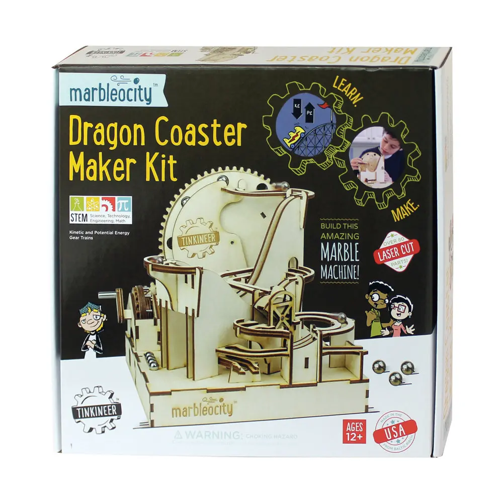 Playmonster Marbleocity Dragon Coaster Maker Kit - Wooden Model Roller Coaster 1