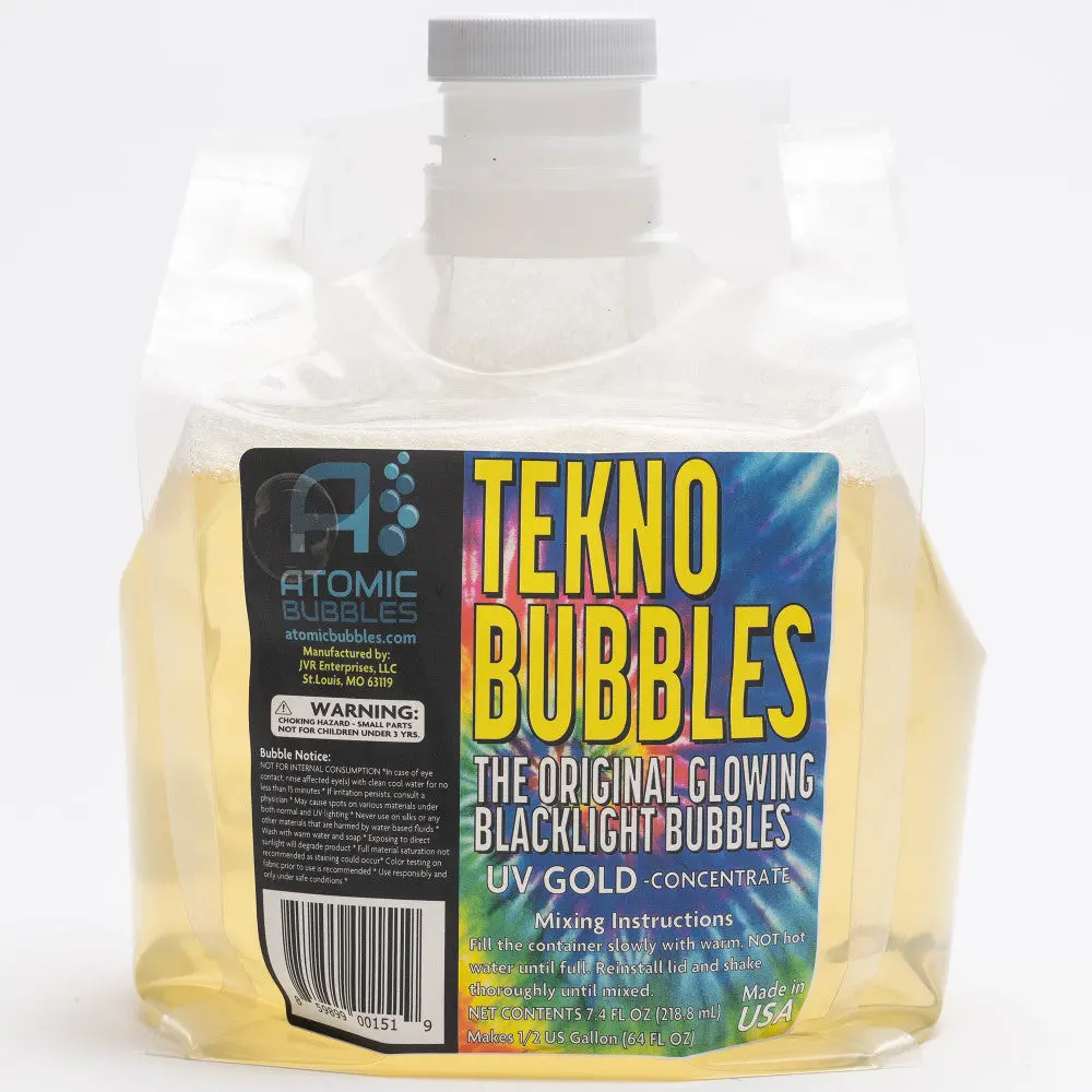 Atomic Bubbles Tekno Bubbles - Gold Uv Glowing 64Oz Smart Pouch Refill 1
