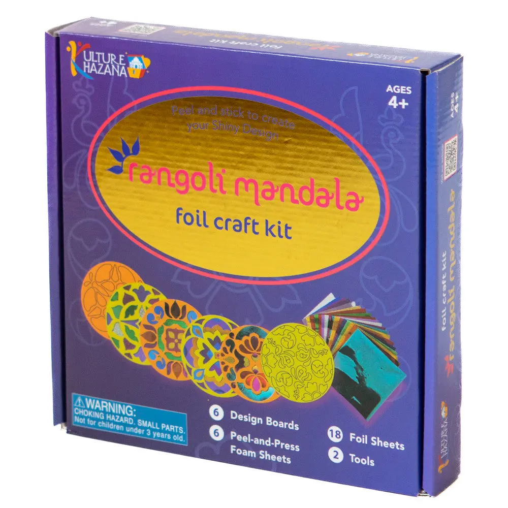 Kulture Khazana Rangoli Mandala Foil Craft Kit - Diy Shiny Designs, Ages 4+ 1