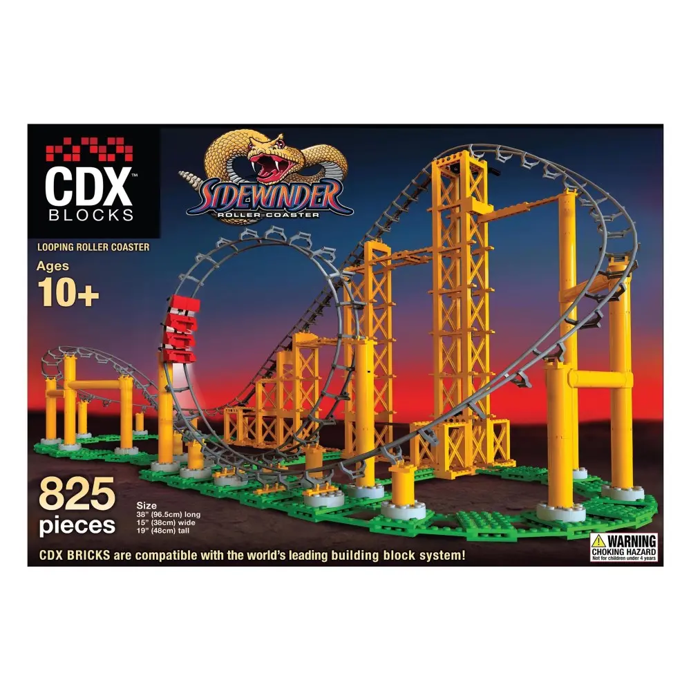 Cdx Blocks Sidewinder Roller Coaster Building Set - 825 Pieces 1