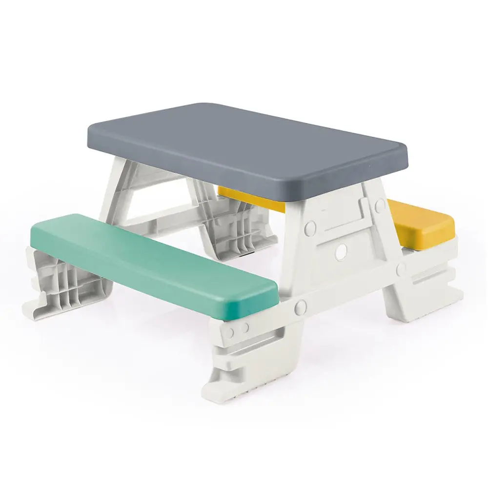 Dolu Kids' Picnic Table – White, Green, Yellow | Seats 4 | Indoor/Outdoor Play 1