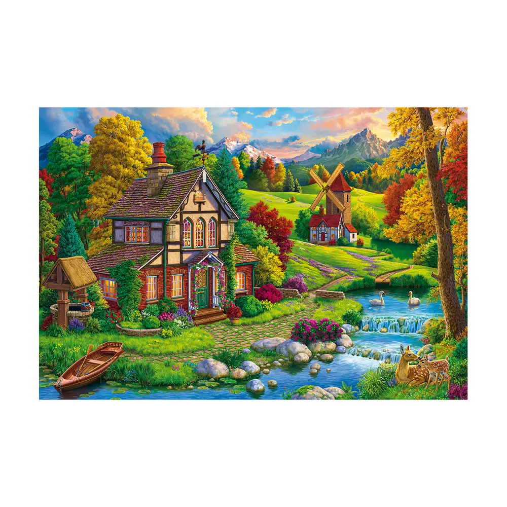 Goliath Beautiful Cozy House By The River Jigsaw Puzzle - 1000 Pc 1
