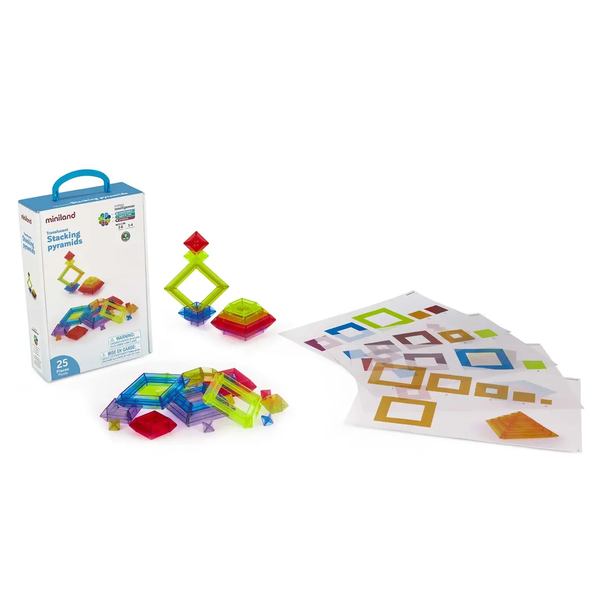 Miniland Educational Translucent Stacking Pyramids - Stem Learning Toy 1