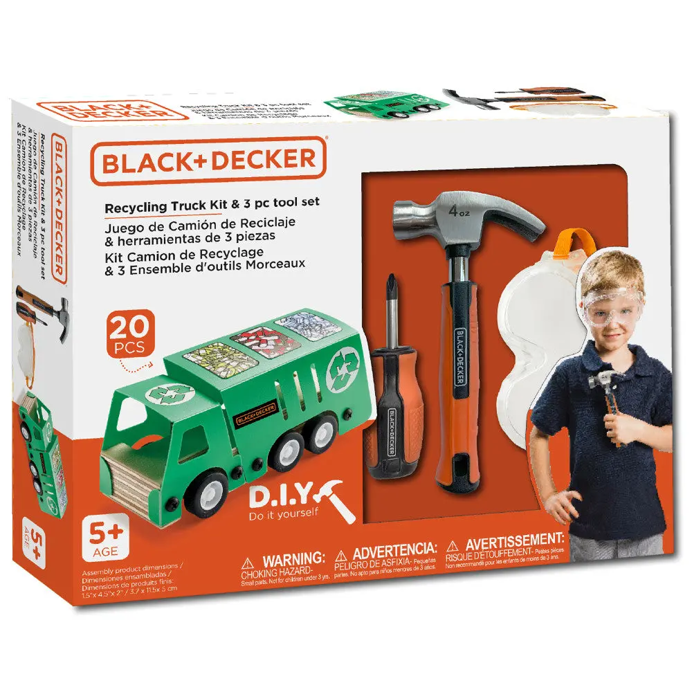 Black And Decker Kids' Diy Recycling Bus Kit With 3-Piece Toolset 1