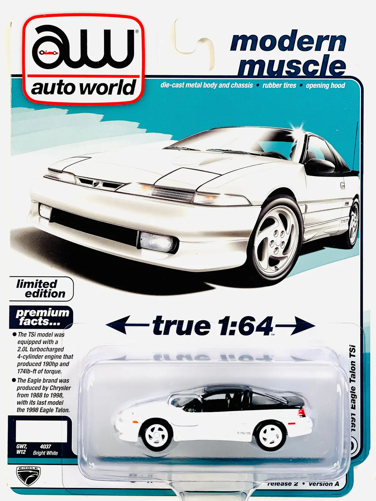 Auto World Modern Muscle 1991 Eagle Talon Tsi Bright White 1