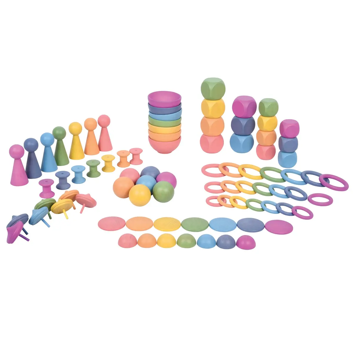 Tickit Rainbow Wooden Super Set ‚Äì 84 Pieces In 7 Colors 1