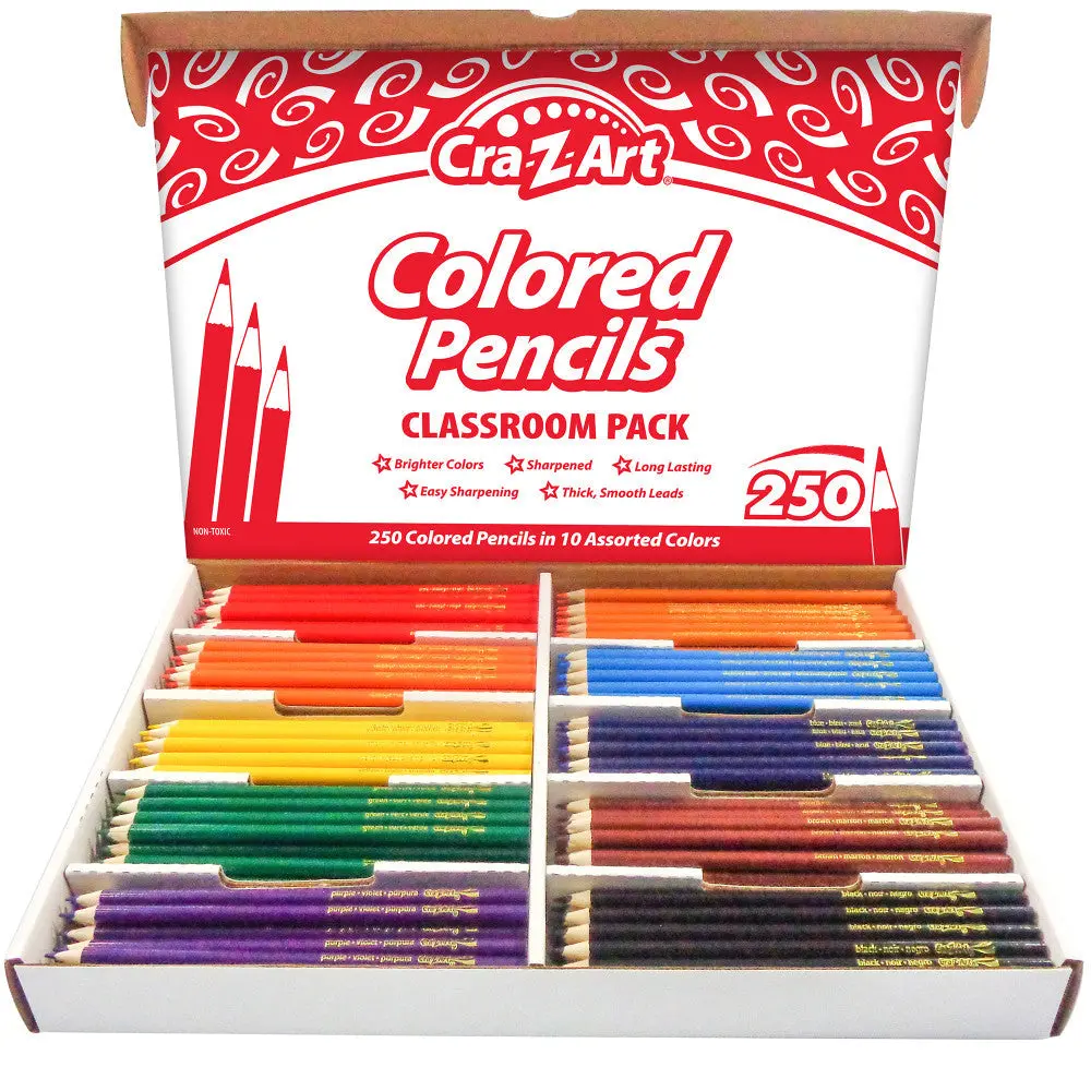 Cra-Z-Art Classroom Colored Pencil Bulk Pack - 250 Pieces In 10 Assorted Colors 1