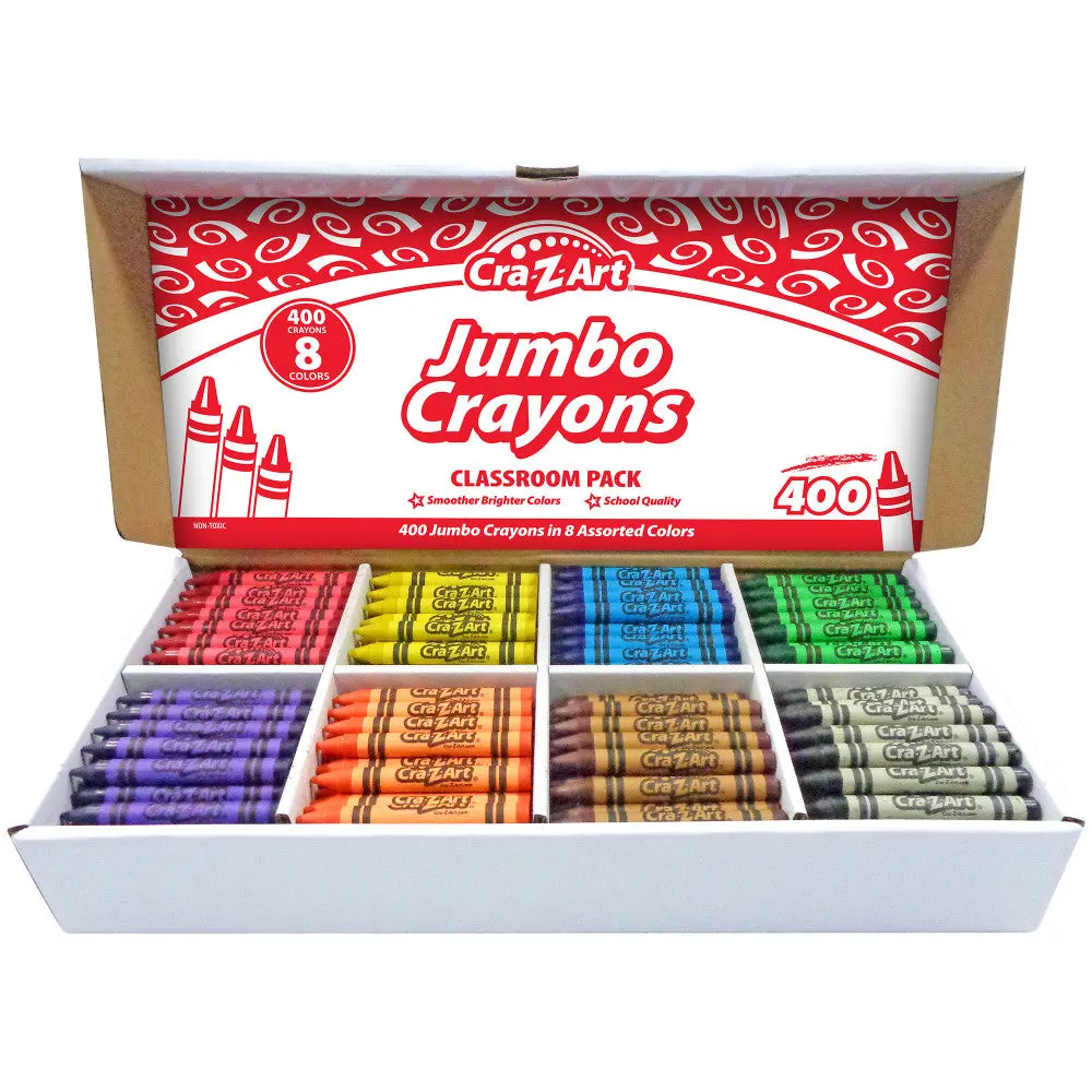 Cra-Z-Art Jumbo Crayons Classroom Pack - 400 Count, 8 Vibrant Colors 1