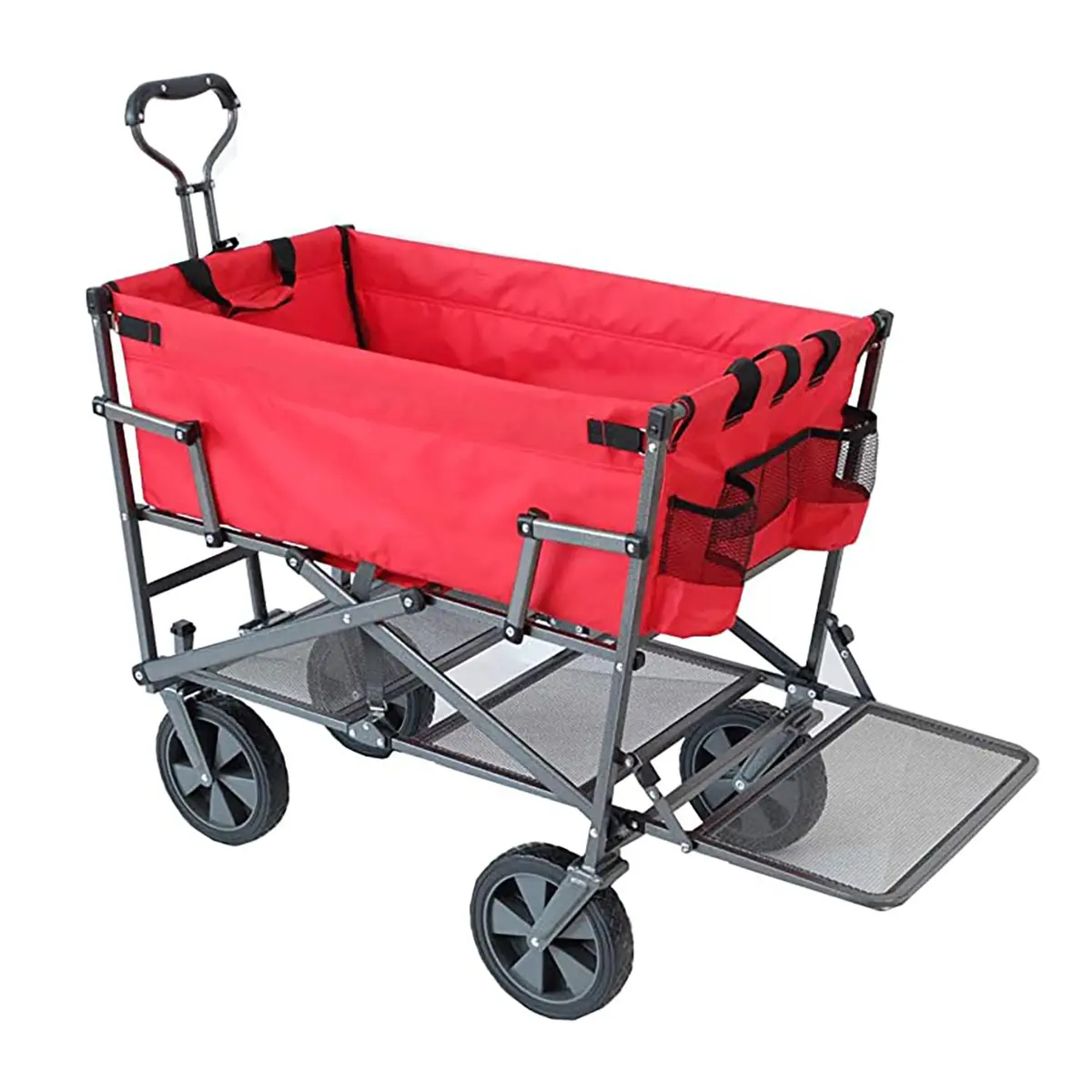 Mac Sports Double Decker Wagon: Red - Collapsible Outdoor Utility Garden Cart, 150 Lb Capacity 1