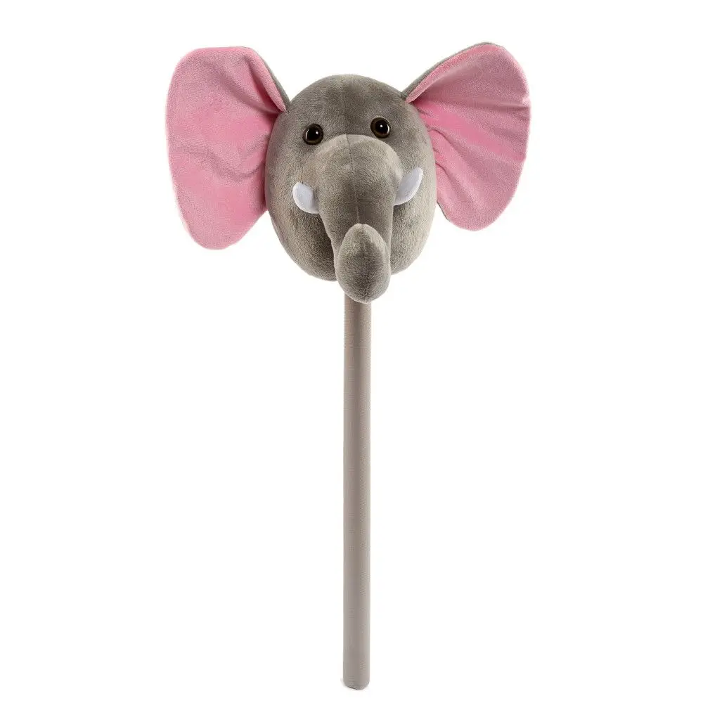 Ponyland Grey Musical Plush Elephant Stick - Soft Riding Toy 1