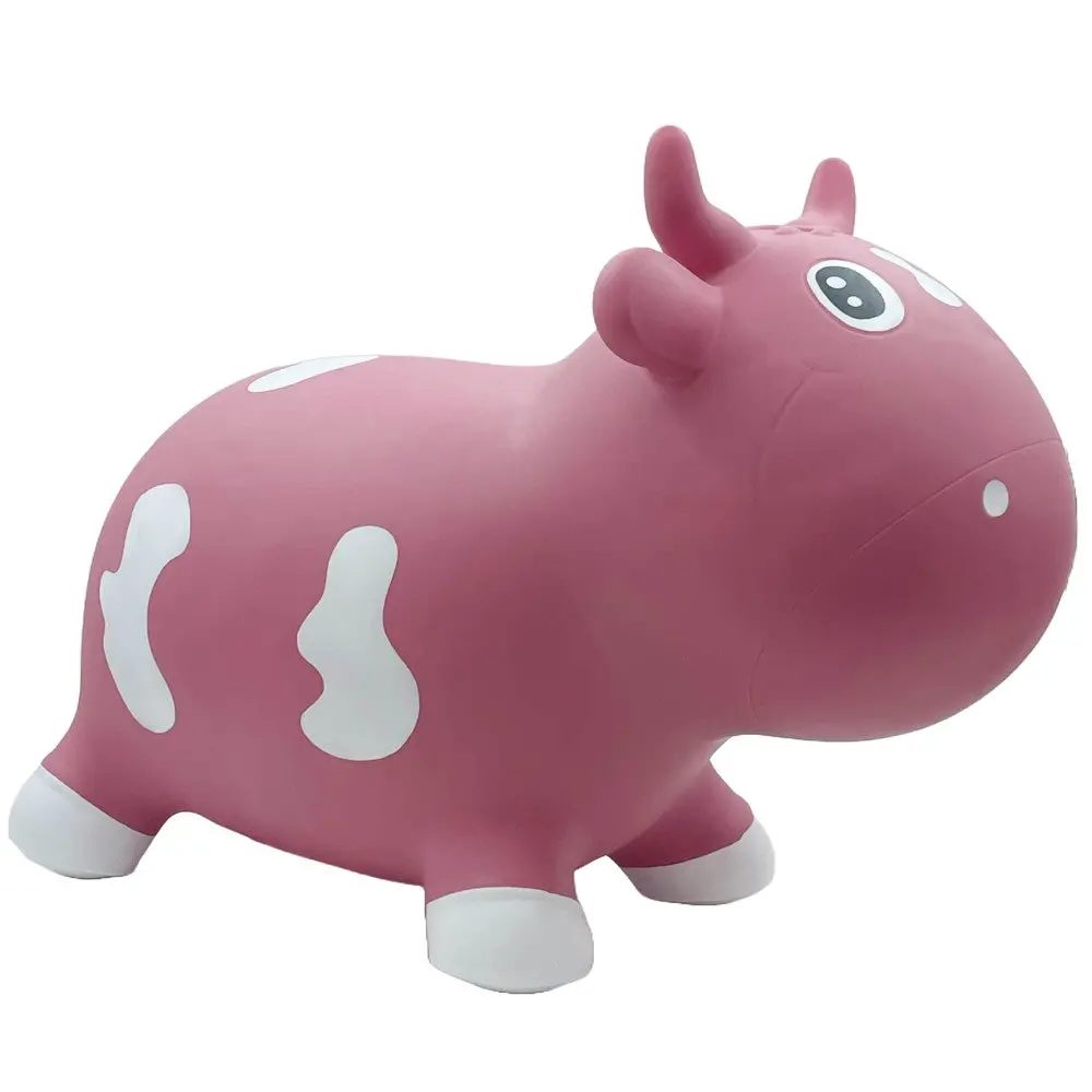 Pop It Up Kidzzfarm Bouncing Cow - Pink, Inflatable Hopper For Toddlers 1