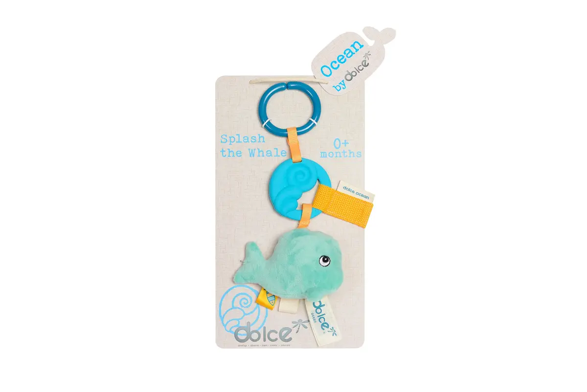 Dolce Splash The Whale Textured Teether Toy With Squeaker - Multi-Color 1
