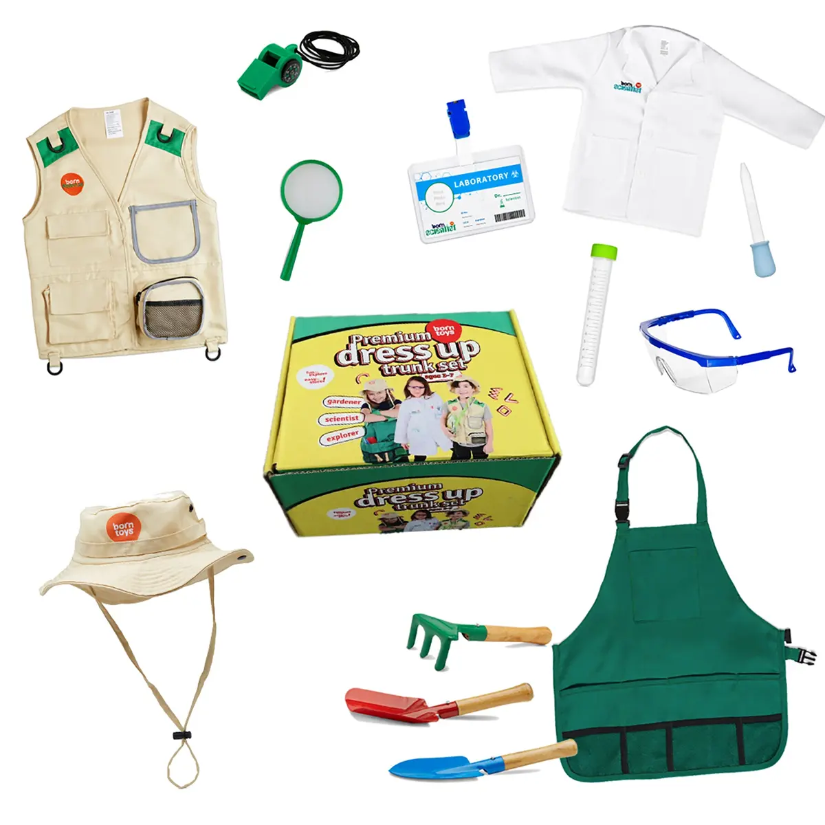 Bintiva 3-In-1 Dress Up Trunk Set - Scientist, Explorer, Gardener 1