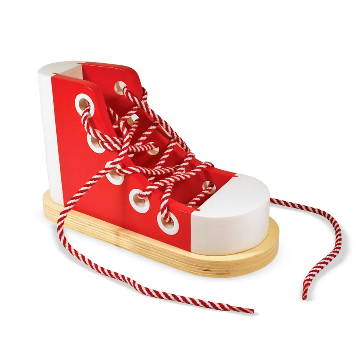Melissa & Doug Wooden Lacing High-Top Sneaker - Educational Toy 1