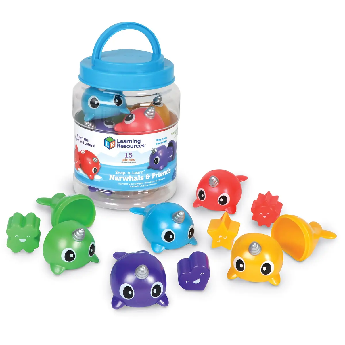 Learning Resources Snap-N-Learn Narwhals & Friends - Color & Shape Matching Toy 1