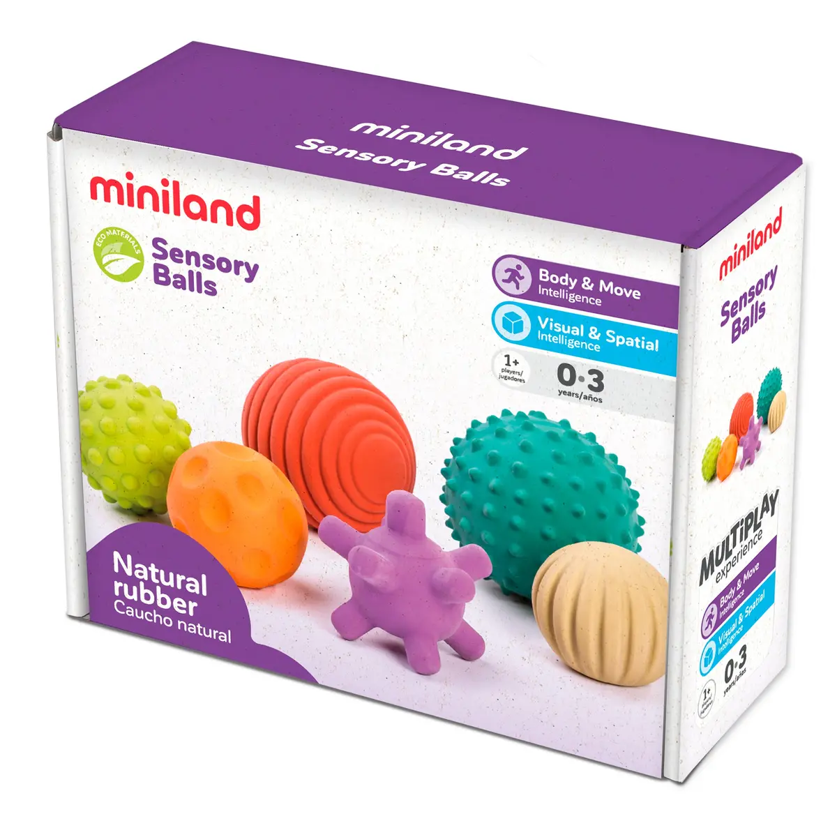 Miniland Educational Sensory Balls - Set Of 6 - Multicolor Textured 1