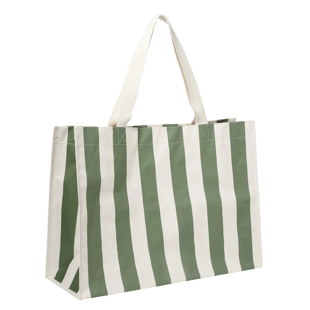 Sunnylife Carryall Beach Bag - Stylish Vacay Olive Stripe 1