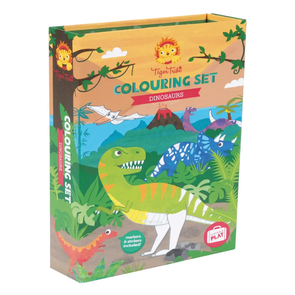 Tiger Tribe Jurassic Dinosaur Coloring Activity Set With Markers And Stickers 1