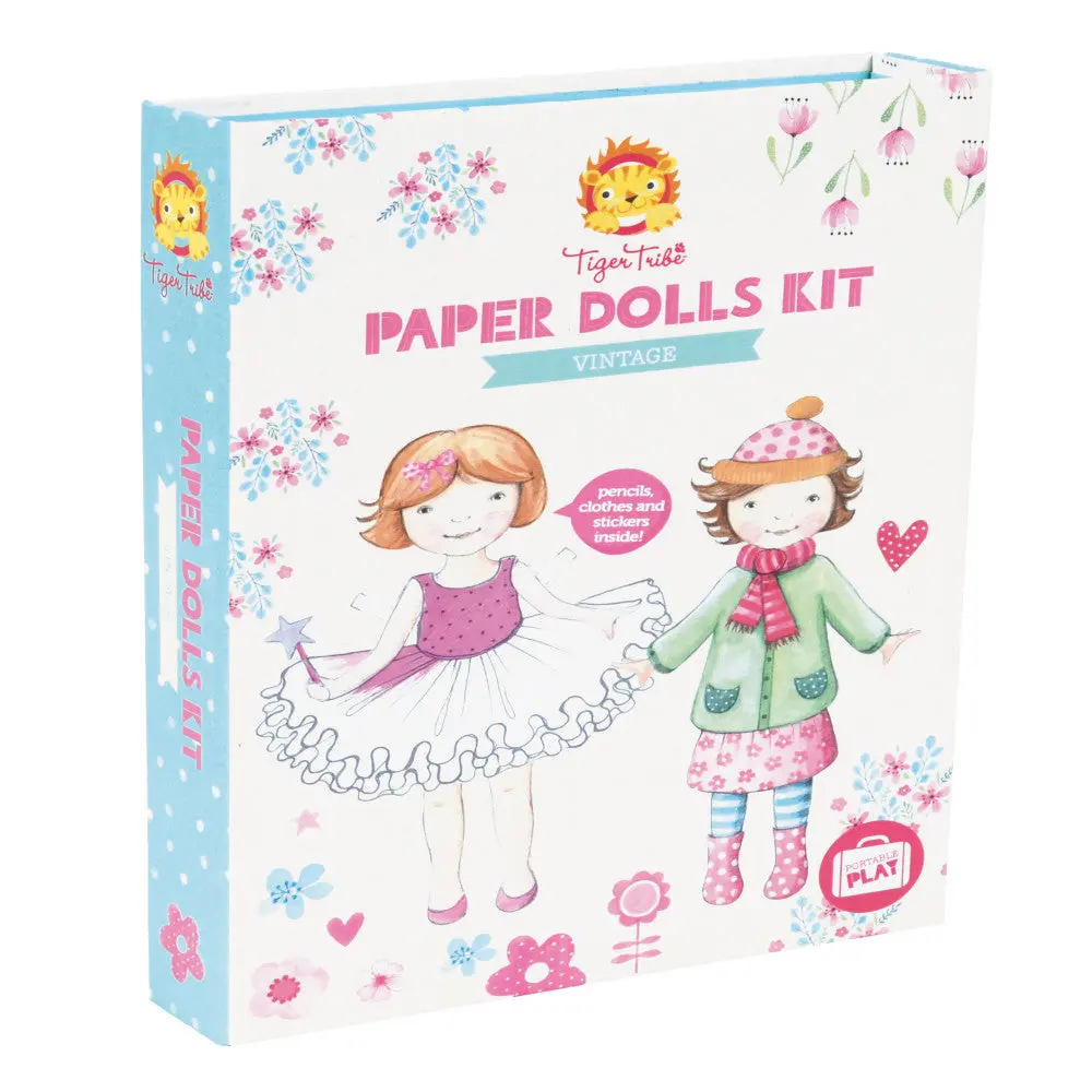Tiger Tribe Vintage-Inspired Paper Dolls Craft Kit - Creative Play Set 1