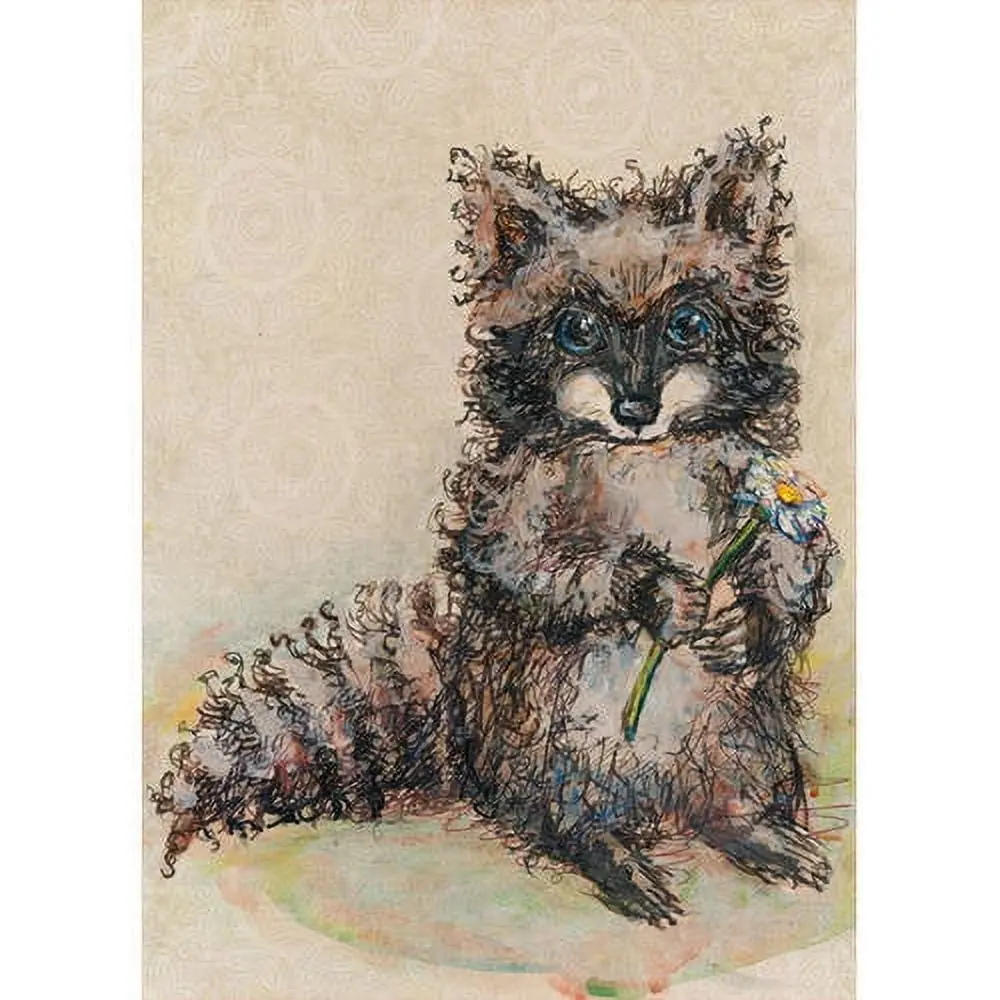 Oopsy Daisys Cozy Raccoon With Daisy Canvas Art 1