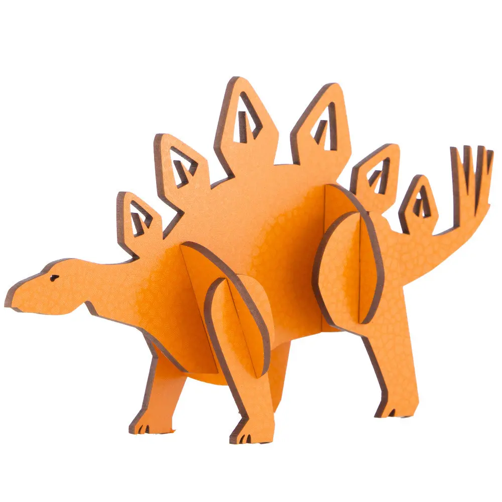 Little & Wood: Stegosaurus Orange 3D Wooden Puzzle Kit - Medium 1