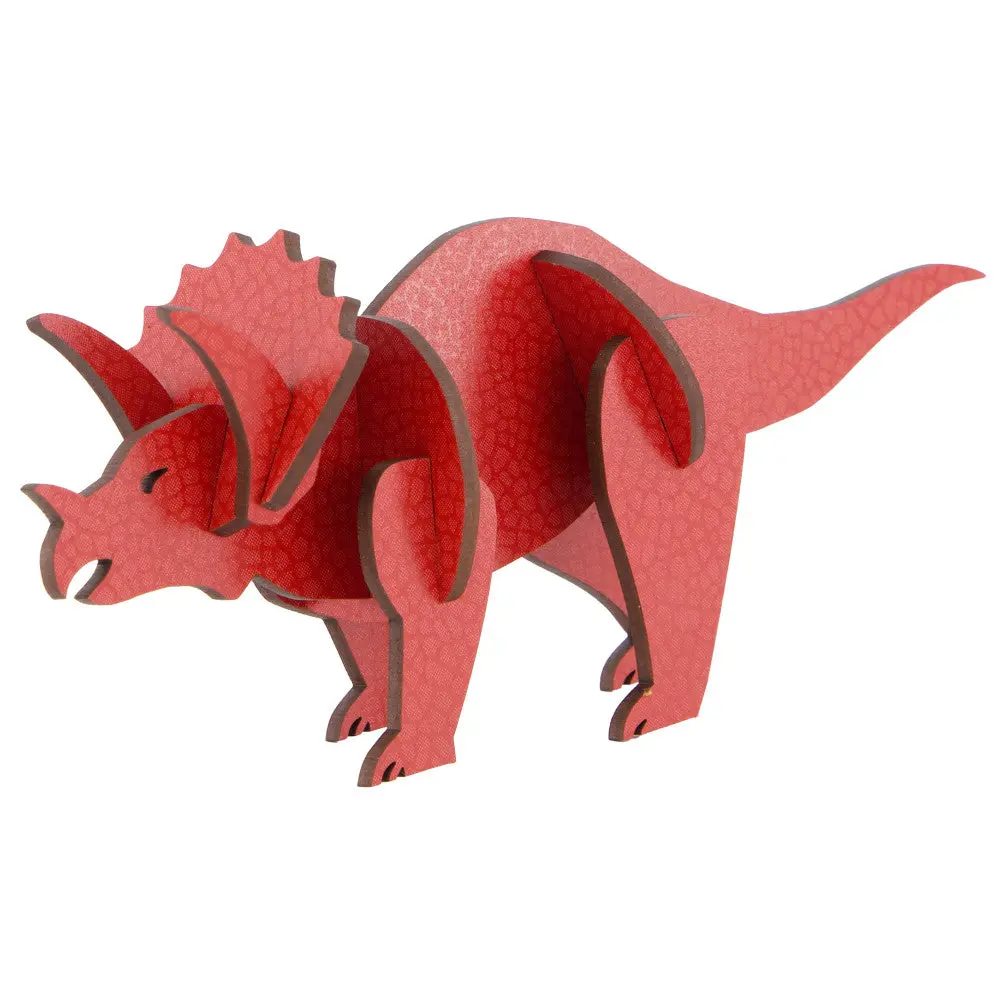Little & Wood: Triceratops Red 3D Wooden Puzzle Kit, Medium 1